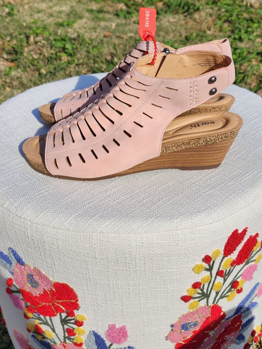 Pink Cutout Slingback Wedge Sandals | Women's 8.5 - Picture 15 of 16